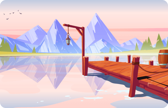 Illustration d'un ponton sur un lac de montagne